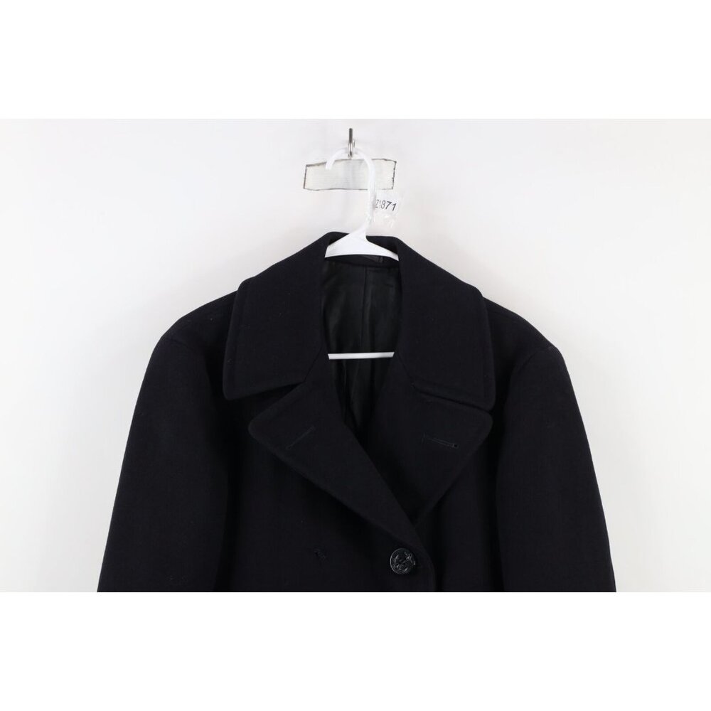 Vintage 40s World War II WWII Mens 40R US Navy Wool Peacoat Jacket Blue USA USNR - Picture 2 of 16